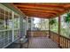 Comfortable back porch with wood ceiling and rails providing backyard views at 4111 Mcever Woods Nw Dr, Acworth, GA 30101