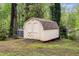 Exterior view of a well-maintained storage shed in a backyard setting, offering practical storage at 3450 Brookhill Cir, Marietta, GA 30062
