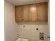 Laundry room with upper wood cabinets and washer/dryer hookups at 3063 Reserve Ct Sw, Conyers, GA 30094
