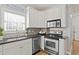 Close-up of modern kitchen with stainless steel appliances and granite countertops at 896 Winn Rd, Douglasville, GA 30134