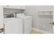 A practical laundry room with white appliances and ample storage space at 896 Winn Rd, Douglasville, GA 30134