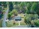Scenic aerial view of a home with a long driveway surrounded by mature trees and landscaping at 507 Honeysuckle Ln, Woodstock, GA 30188