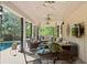 Inviting covered patio features multiple ceiling fans, an outdoor TV, and plenty of comfortable seating near the pool at 2839 Echols Rd, Cumming, GA 30041