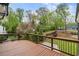 Beautiful wood back deck overlooking a landscaped yard with mature trees and planting beds at 1861 8Th St, Atlanta, GA 30341
