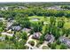 Stunning aerial view of neighborhood homes with lush green landscaping and a golf course at 6935 Wakehurst Pl, Cumming, GA 30040