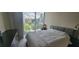 Bedroom with a large window and city views, featuring a bed, dresser, and bedside tables at 3324 Peachtree Ne Rd # 905, Atlanta, GA 30326
