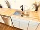 Modern kitchen with stainless steel appliances, wood countertops, and white cabinets at 380 Amal Sw Dr, Atlanta, GA 30315