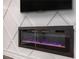 Close-up of a modern electric fireplace set within a geometric accent wall design at 2760 Swansea Ct, College Park, GA 30349