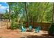 Backyard with fire pit and Adirondack chairs at 4455 Sirrocco Sw Ln, Lilburn, GA 30047