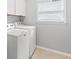 Functional laundry room featuring a washer, dryer, and storage cabinets at 135 Ardsley Run, Canton, GA 30115