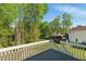Lovely back deck overlooking a lush, green yard and mature trees at 176 Villa Rosa Rd, Temple, GA 30179