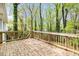 Beautiful wooden deck surrounded by lush greenery and mature trees at 2168 Doris Dr, Decatur, GA 30034