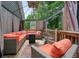 Spacious outdoor deck with comfortable patio furniture and overhead canopy for relaxation and entertaining at 1514 Maplewood Ct, Woodstock, GA 30189