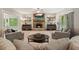 Well-lit living room with a stone fireplace, tasteful decor, and ample seating at 1514 Maplewood Ct, Woodstock, GA 30189