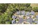 Aerial view of neighborhood homes with well-maintained lawns and mature trees in a quiet cul-de-sac at 116 Edgeview Ct, Dallas, GA 30157