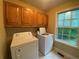 Laundry room with washer, dryer, and cabinet storage to keep organized at 71 Anita Se Pl, Mableton, GA 30126