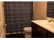 Bathroom featuring a vanity with sink, toilet, and shower/tub with decorative curtain at 20 Autumn Canyon Se Path, Cartersville, GA 30121