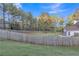 Large fenced backyard with mature trees and a playset at 3405 River Ridge, Stockbridge, GA 30281
