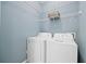 Bright laundry room features washer, dryer, and overhead storage shelves at 2251 W Village Se Ln, Smyrna, GA 30080