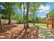 Landscaped backyard features mature trees, a stone path, and a fenced perimeter offering privacy at 2124 Marshalls Se Ln, Atlanta, GA 30316