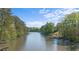 Picturesque view of a tranquil lake surrounded by mature trees, showcasing the natural beauty of the area at 2210 Hamstead Ct, Suwanee, GA 30024