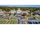 Aerial view showcasing the community clubhouse and parking area at 3853 Coralberry Ct, Dacula, GA 30019