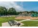 Community playground with swings, slides, and picnic tables in a grassy area at 3853 Coralberry Ct, Dacula, GA 30019