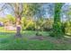 The spacious backyard has mature trees and lush green grass at 3905 Kirksford Dr, Decatur, GA 30035