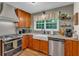 Farmhouse style sink with stainless dishwasher and gas range at 4917 Baker Ridge Pl, Acworth, GA 30101