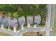 Birds eye view of neighborhood showcasing well-maintained lawns, homes, and street layout, highlighting community living at 104 Marlow Dr, Woodstock, GA 30188