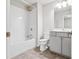 Bathroom featuring a shower and tub combo, vanity, and neutral finishes at 104 Marlow Dr, Woodstock, GA 30188