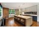 Modern kitchen with a center island with seating, modern backsplash, stainless appliances, and natural light at 123 Peachtree Cir, Atlanta, GA 30309