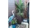 Landscaped backyard featuring decorative plantings and a decorative heron at 15 Masters Dr, Villa Rica, GA 30180
