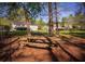 Backyard with a picnic table and mature trees at 670 Maplelake Dr, Acworth, GA 30101