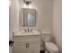 Elegant half-bathroom with modern vanity, sleek fixtures, and stylish mirror at 1043 Middlebrooke Dr, Canton, GA 30115