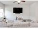 Cozy living room with a large sectional sofa and a wall-mounted TV at 7154 Sw Chara Sw Ln, Atlanta, GA 30331
