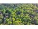 Aerial view highlighting property lines surrounded by lush, green trees at 5884 Hammersmith Rd, Stone Mountain, GA 30087