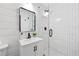 Contemporary bathroom featuring tiled walk-in shower and modern vanity at 912 Fairburn Nw Rd, Atlanta, GA 30331