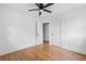 Bedroom showcasing hardwood floors and a ceiling fan at 912 Fairburn Nw Rd, Atlanta, GA 30331