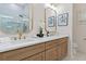 Primary bathroom features double sinks, and updated cabinets, fixtures, and finishes at 195 Childs Nw Dr, Atlanta, GA 30314