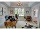 Bright office space with a trey ceiling, an ornate light fixture, and lots of natural light at 3890 The Battery, Duluth, GA 30096