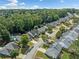 Neighborhood aerial view with mature trees and houses with pools at 436 Suwanee East Dr, Lawrenceville, GA 30043