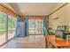 Bright living room with hardwood floors, desk space, and sliding glass doors to the deck at 1288 Reavesville Rd, Bowdon, GA 30108