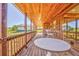 A porch with a table and chairs, overlooking the property, perfect for relaxing and enjoying the outdoors at 1288 Reavesville Rd, Bowdon, GA 30108
