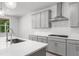 Updated kitchen featuring a large island with seating, stainless steel appliances, and modern cabinetry at 1815 Wellston Dr, Lawrenceville, GA 30043