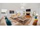 Bright and airy living room with hardwood floors, a fireplace, and modern furnishings including sofas and chairs at 5265 Bentley Hall Dr, Alpharetta, GA 30005