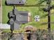 Aerial view of a private backyard oasis with a stone fire pit and mature trees at 1774 Vesta Ave, Atlanta, GA 30337