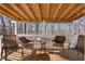 Inviting covered back porch with wood flooring and table and chairs, perfect for outdoor relaxation at 4941 N Helton Rd, Winston, GA 30187