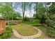 A private backyard featuring manicured lawn, mature landscaping, and brick-lined pathways at 873 Monroe Ne Cir, Atlanta, GA 30308