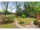 A private backyard featuring manicured lawn, mature landscaping, and brick-lined pathways at 873 Monroe Ne Cir, Atlanta, GA 30308